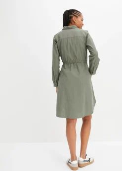 Robe-chemise en lin et coton