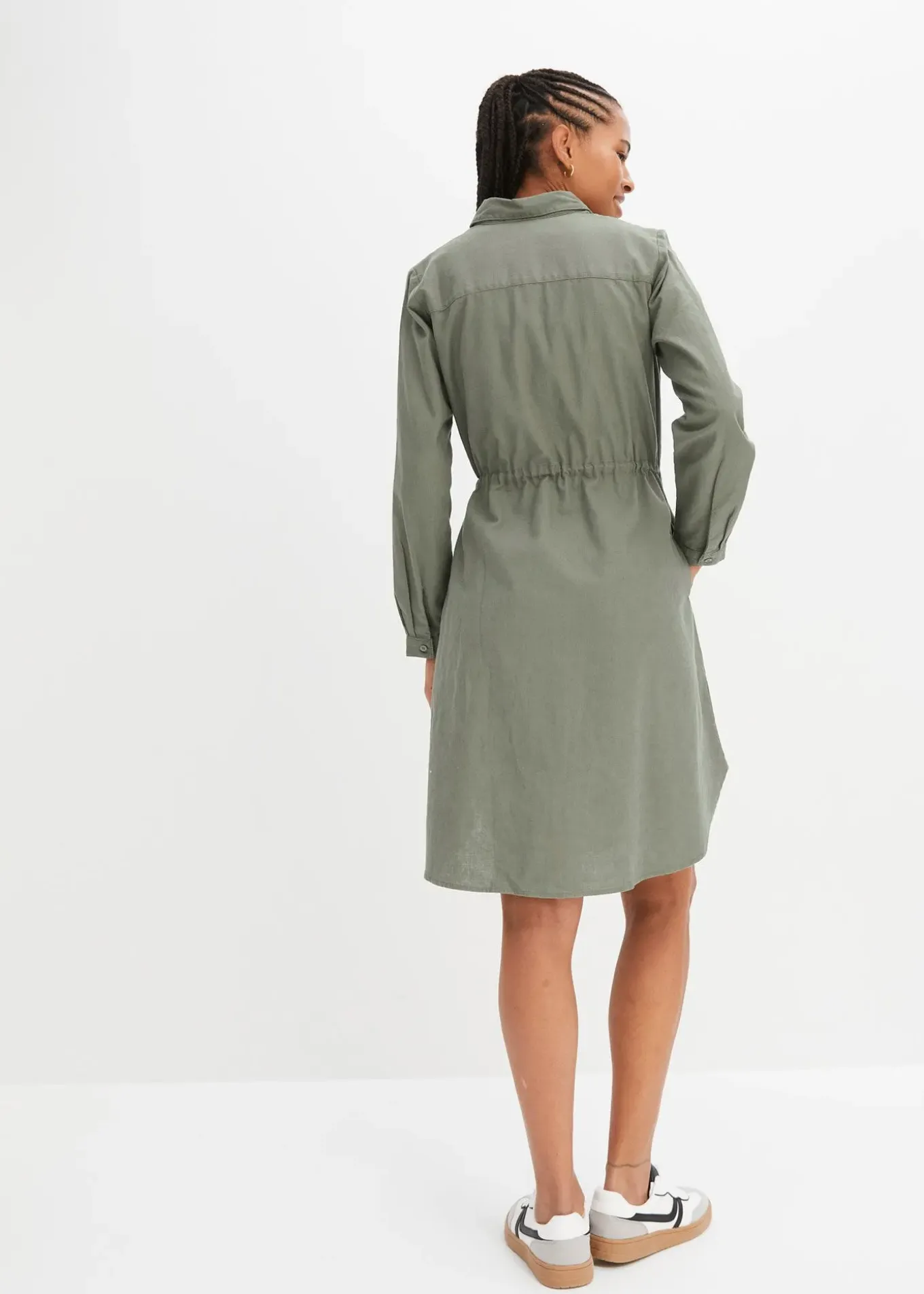 Robe-chemise en lin et coton