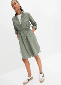 Robe-chemise en lin et coton