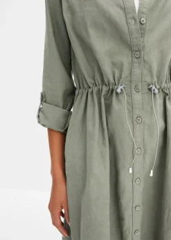 Robe-chemise en lin et coton