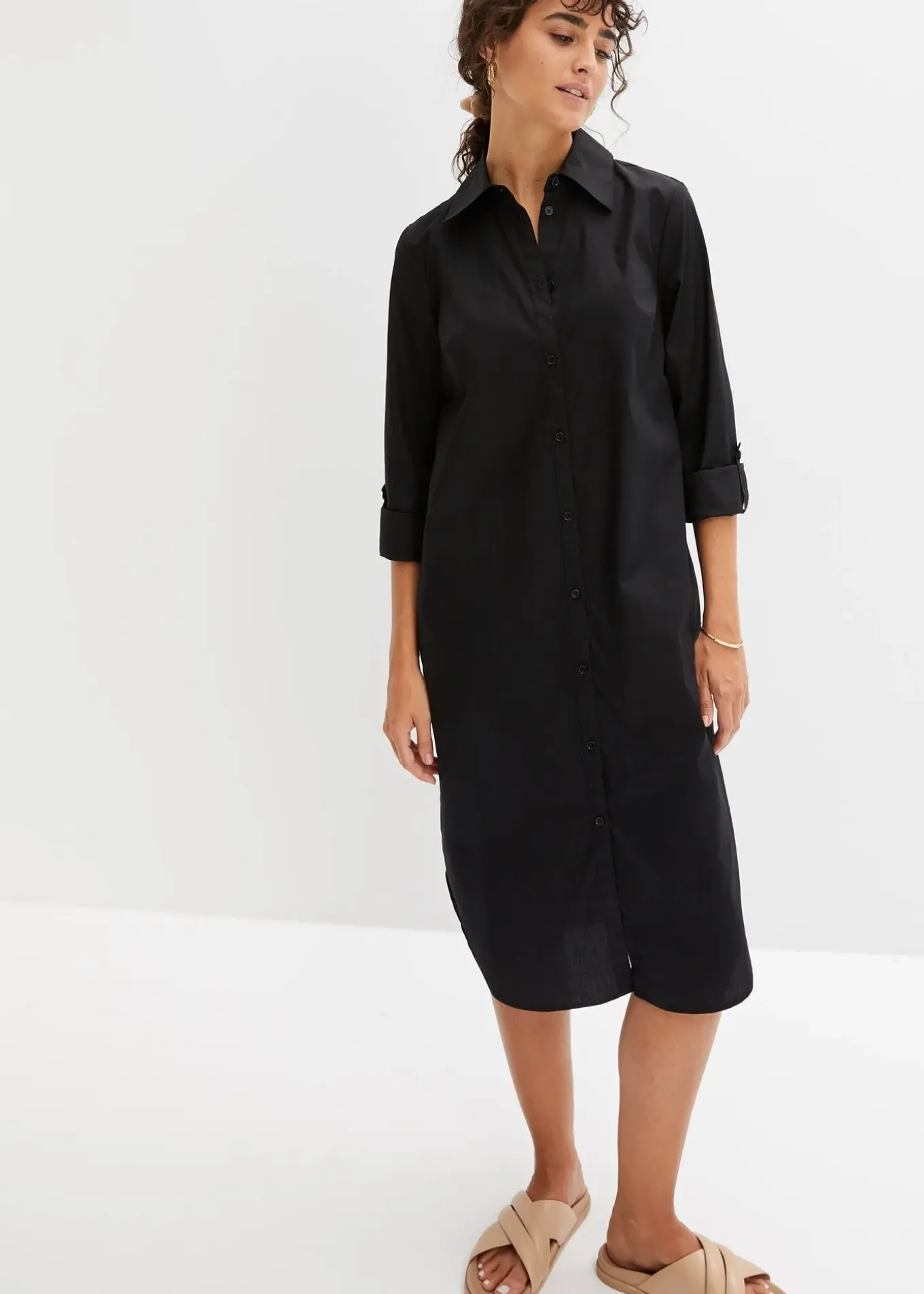 Robe-chemise en popeline de coton