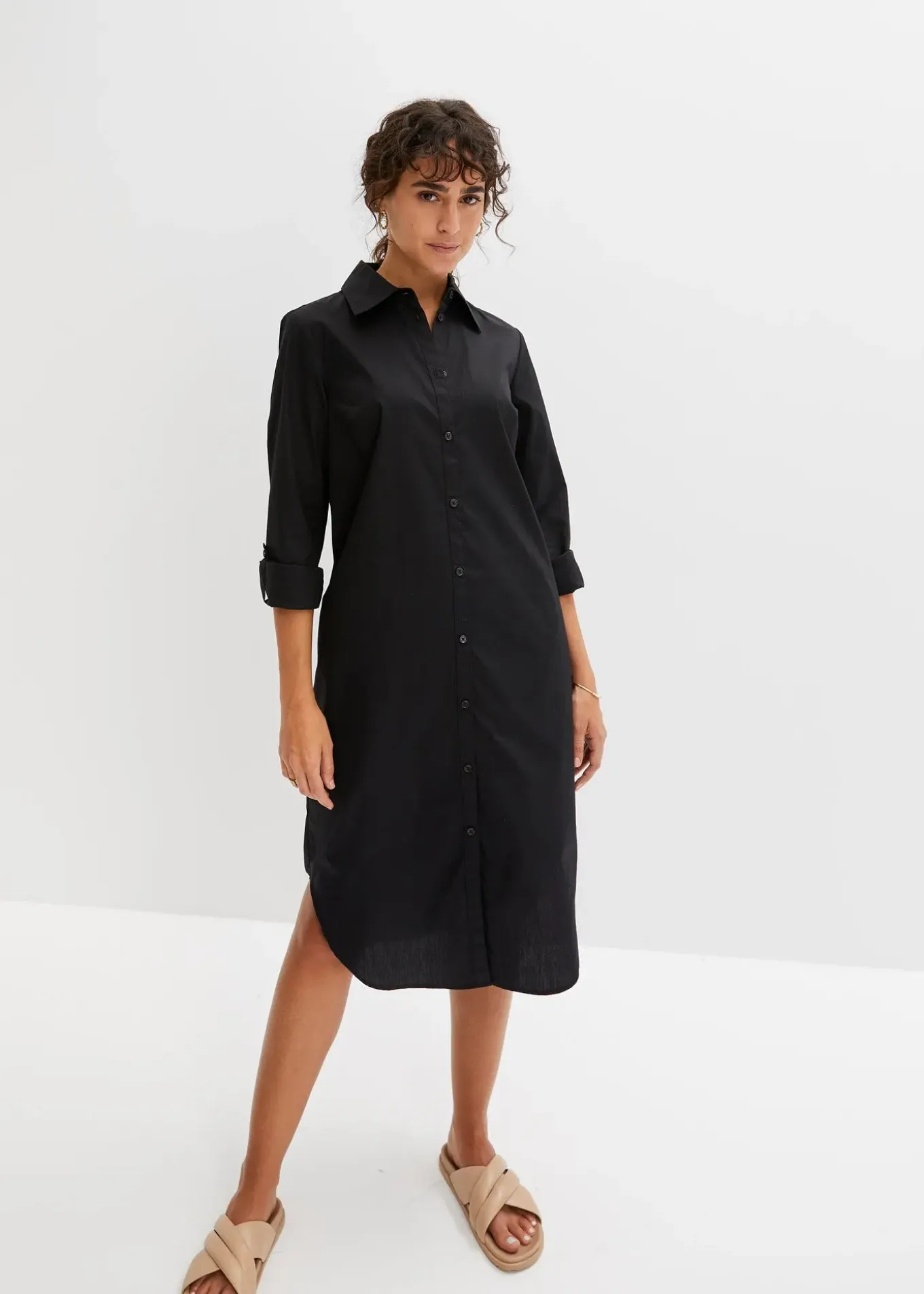 Robe-chemise en popeline de coton