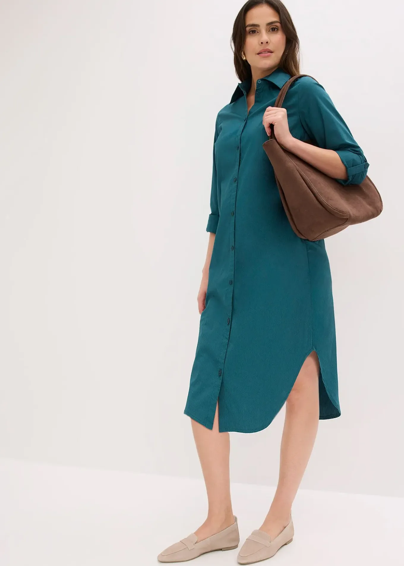 Robe-chemise en popeline de coton