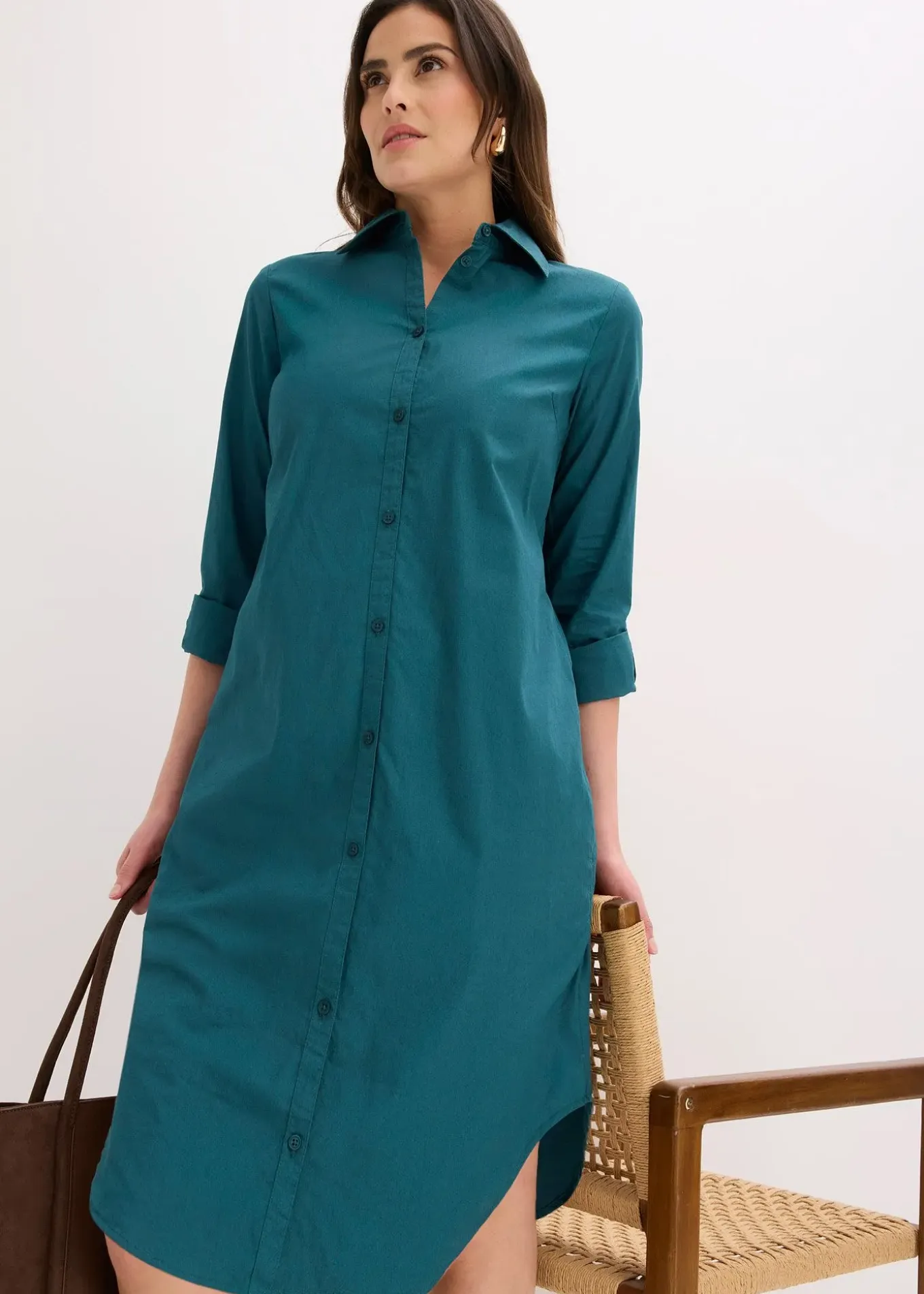 Robe-chemise en popeline de coton