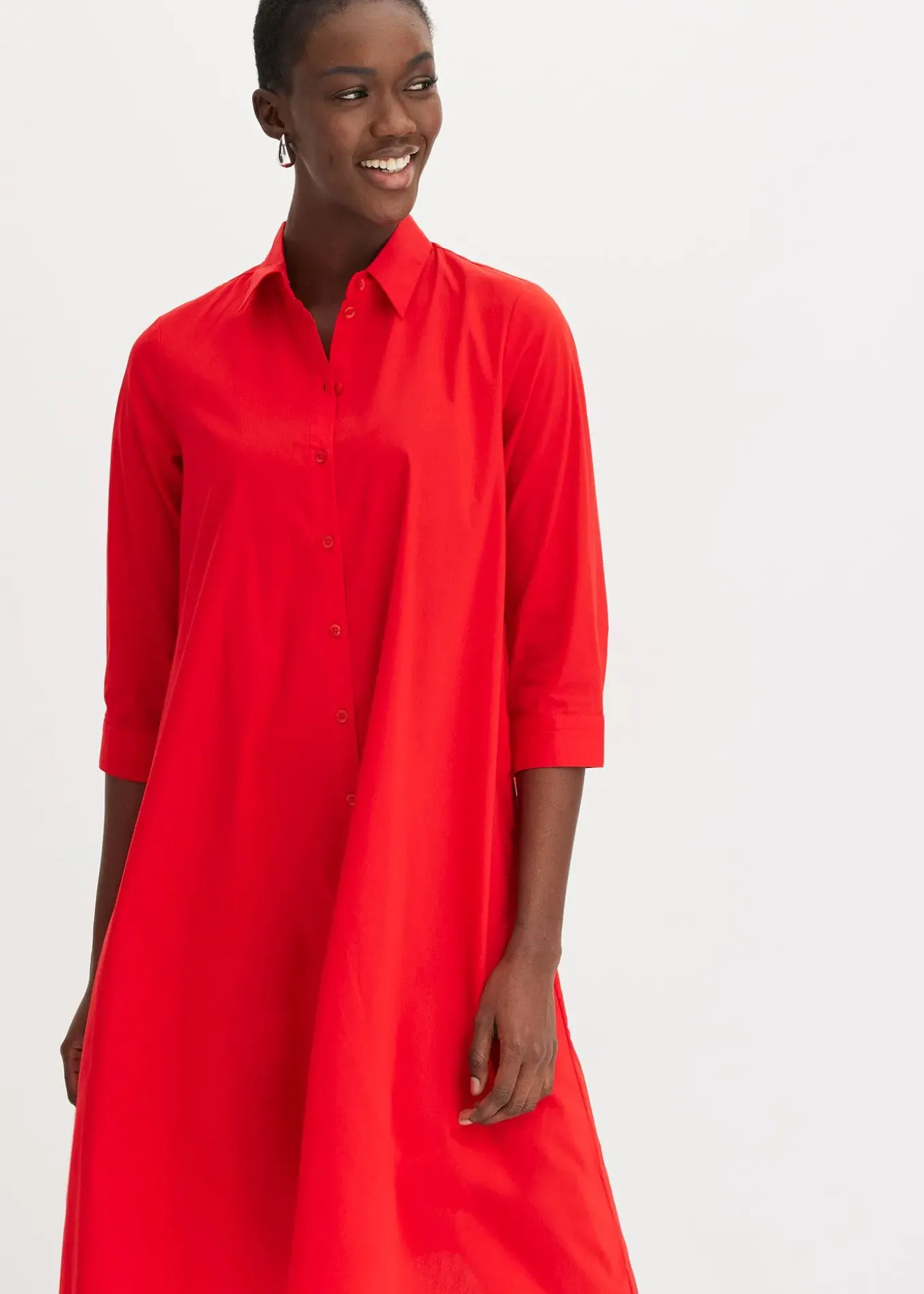 Robe-chemise en popeline solide