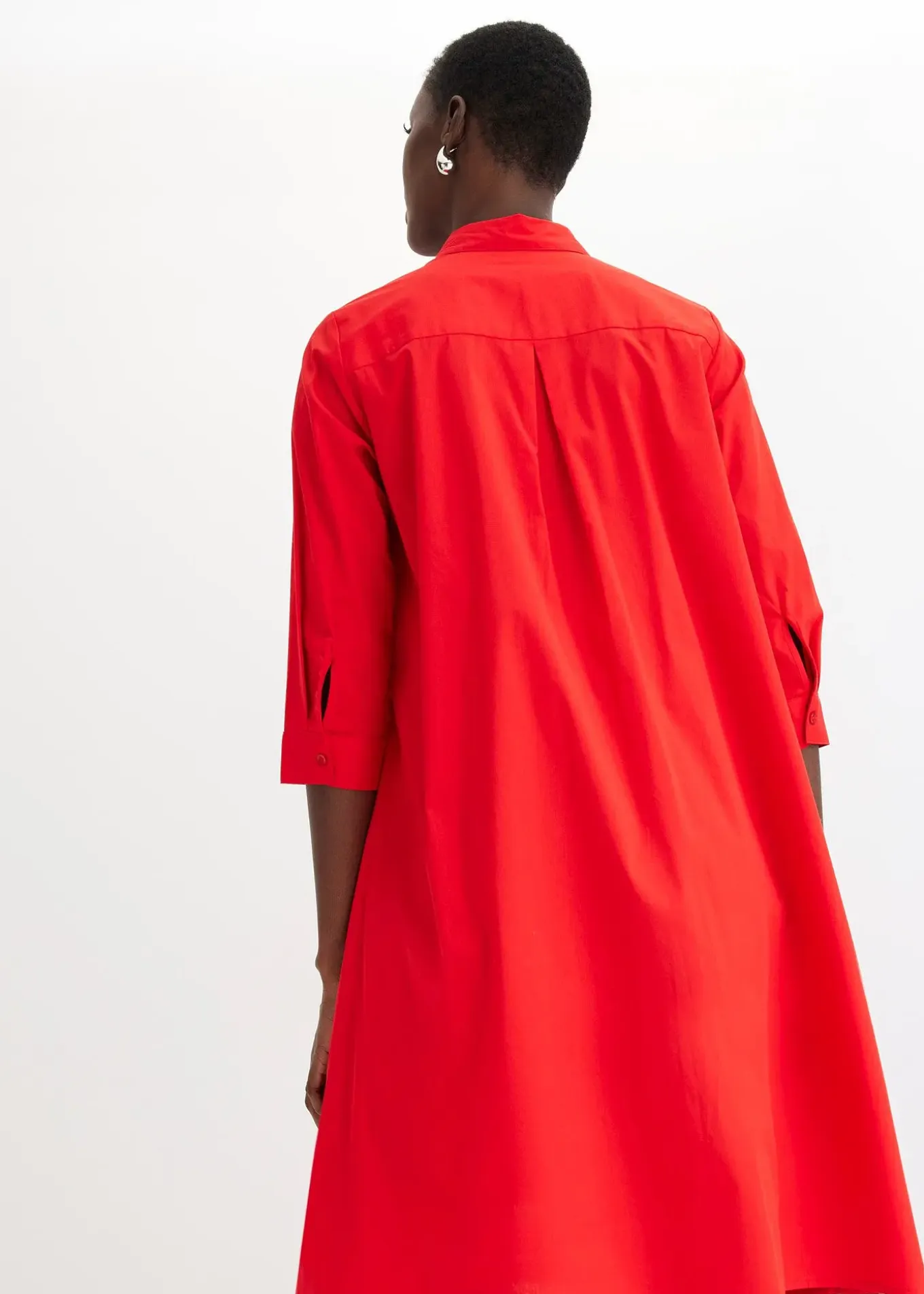 Robe-chemise en popeline solide