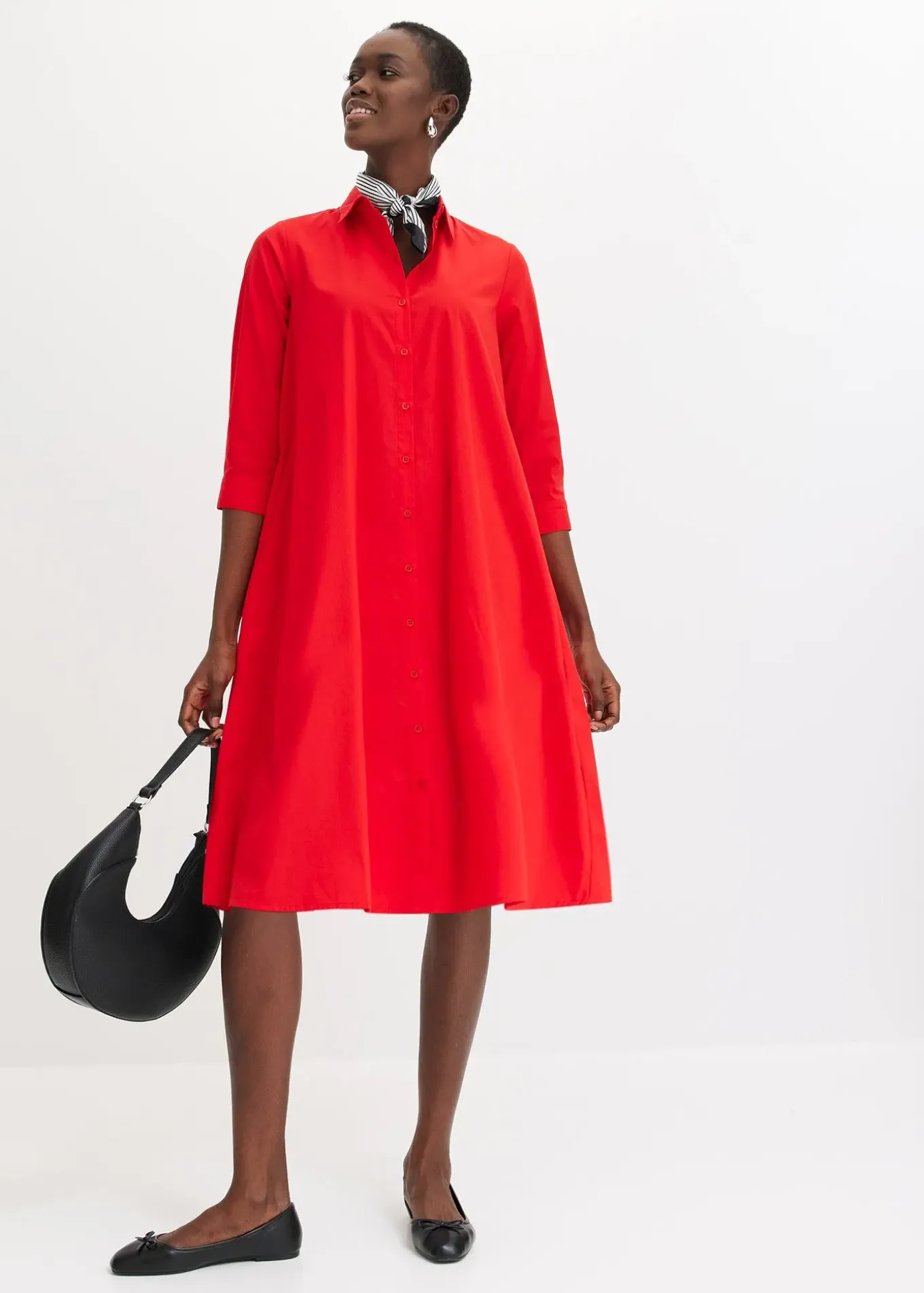 Robe-chemise en popeline solide