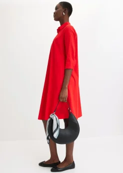 Robe-chemise en popeline solide