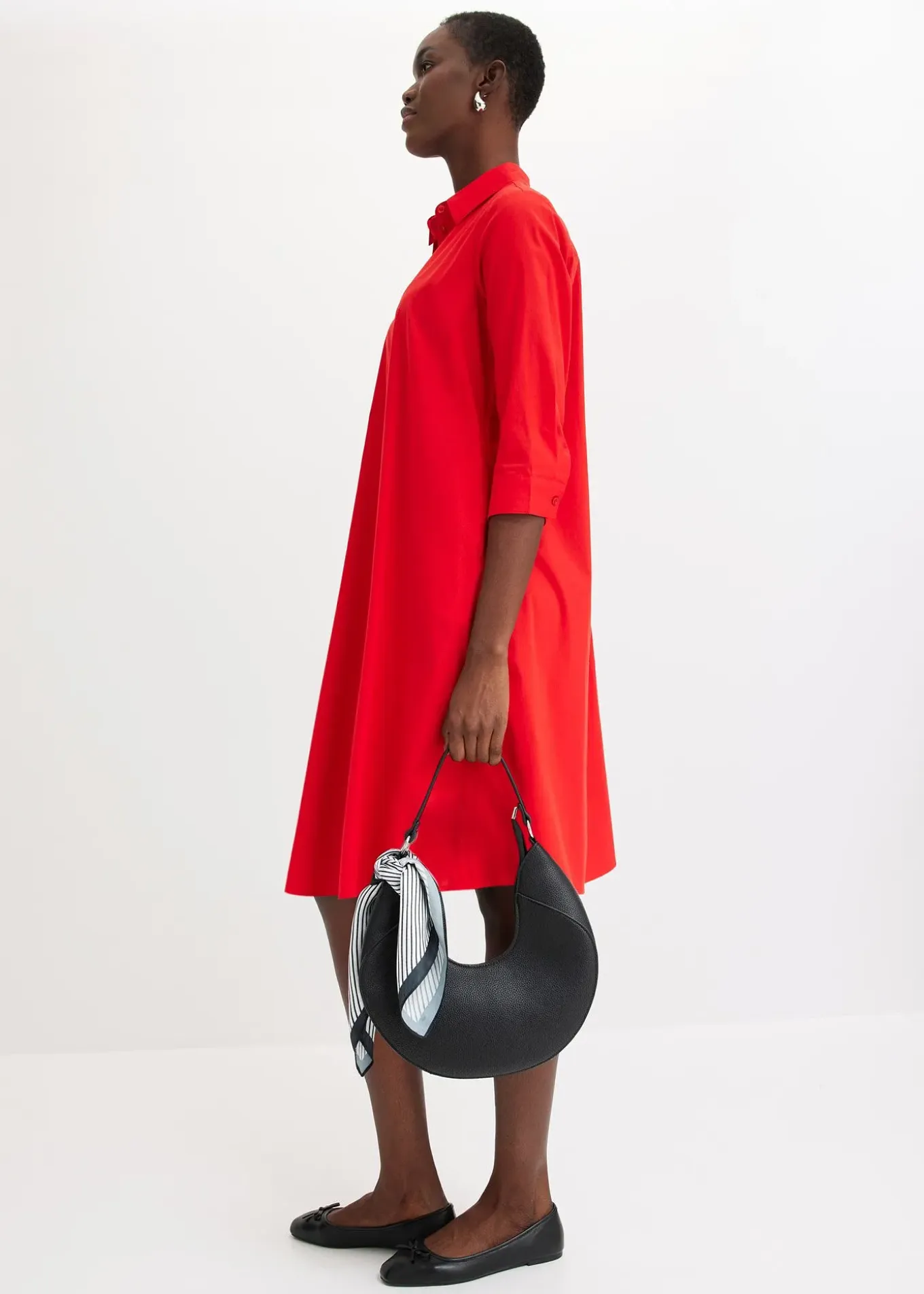 Robe-chemise en popeline solide