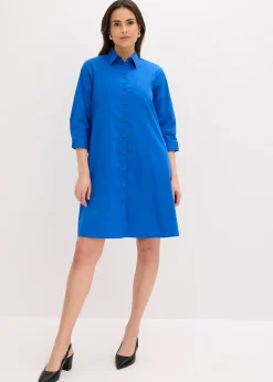 Robe-chemise en popeline solide