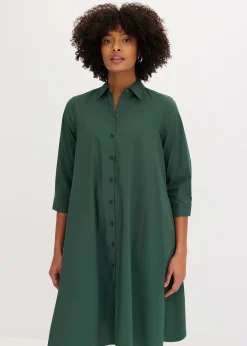 Robe-chemise en popeline solide