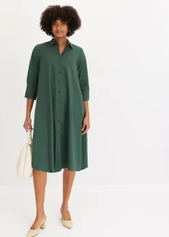 Robe-chemise en popeline solide