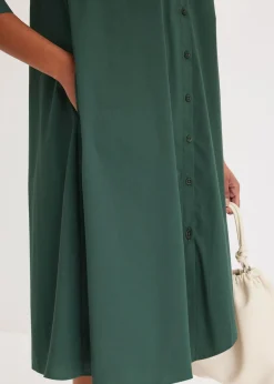 Robe-chemise en popeline solide