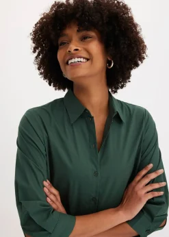 Robe-chemise en popeline solide