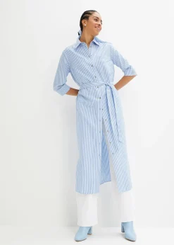 Robe-chemise rayée avec ceinture à nouer