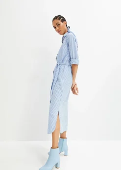 Robe-chemise rayée avec ceinture à nouer