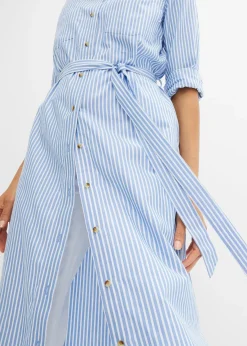 Robe-chemise rayée avec ceinture à nouer