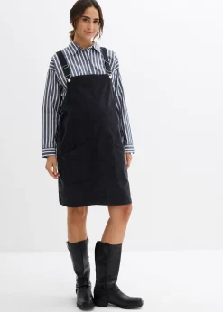 Robe-salopette de grossesse en velours côtelé extensible