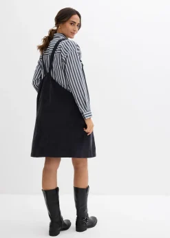 Robe-salopette de grossesse en velours côtelé extensible