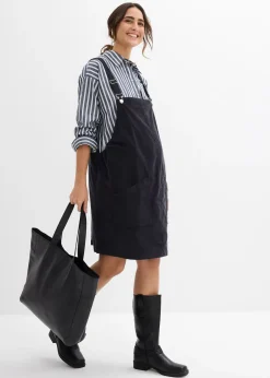 Robe-salopette de grossesse en velours côtelé extensible