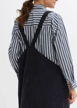 Robe-salopette de grossesse en velours côtelé extensible