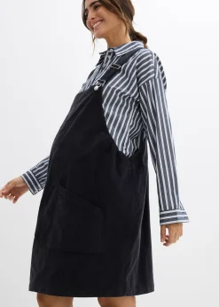 Robe-salopette de grossesse en velours côtelé extensible