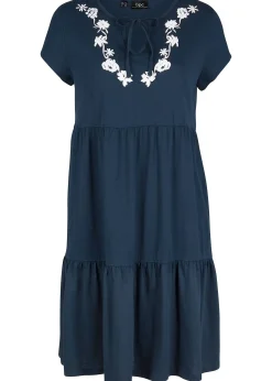 Robe-tunique en coton, manches courtes