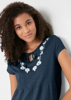 Robe-tunique en coton, manches courtes