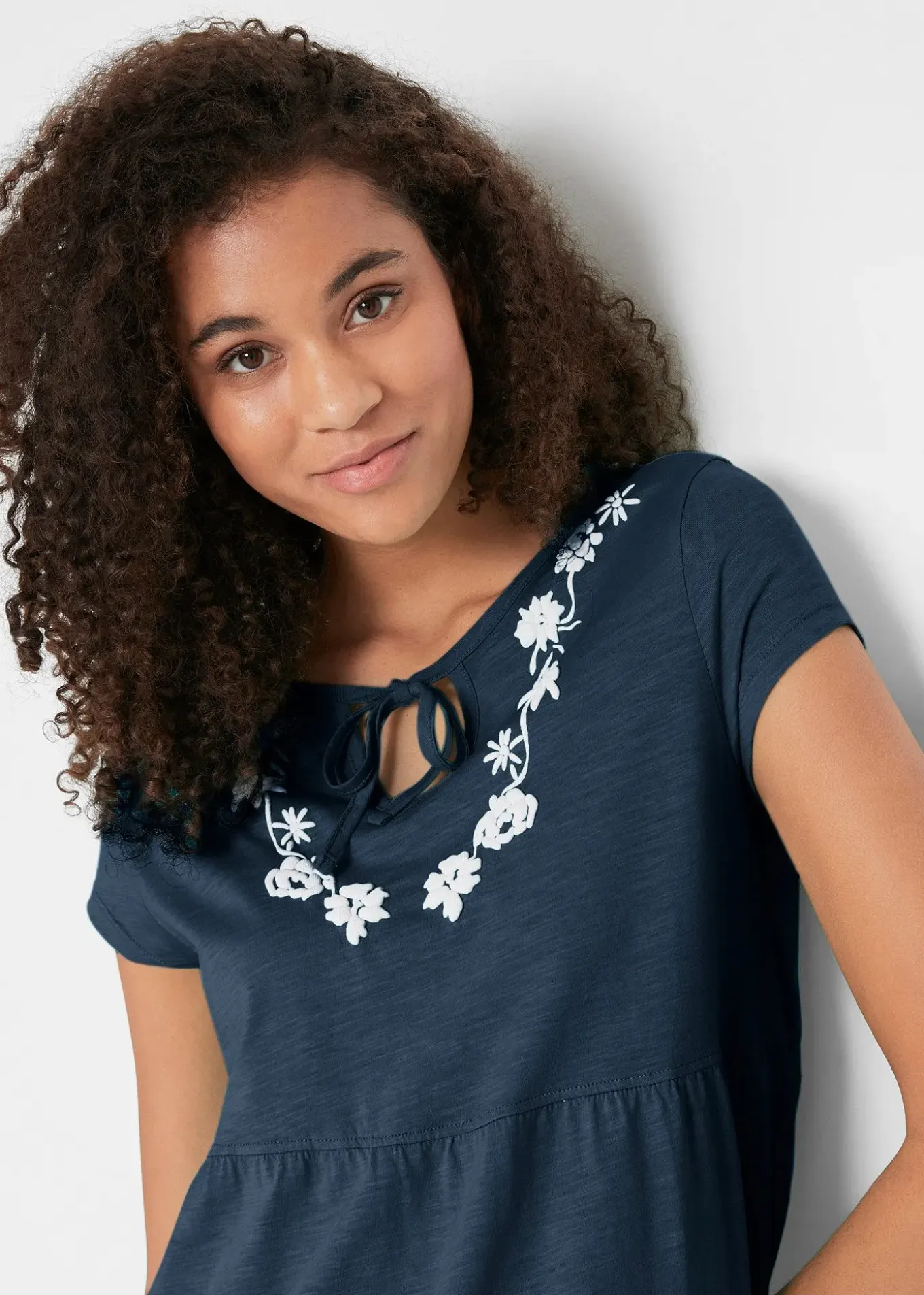 Robe-tunique en coton, manches courtes