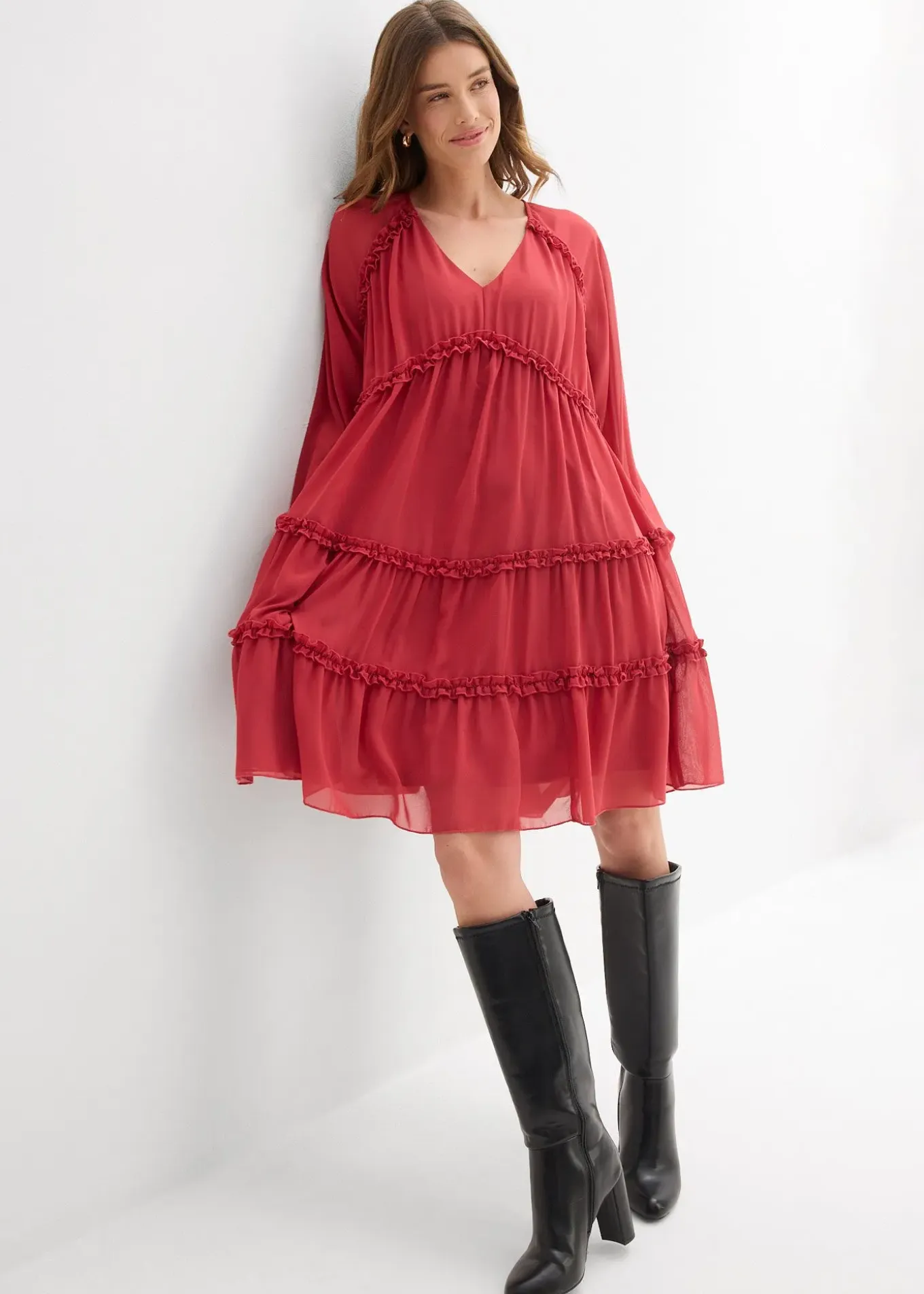 Robe-tunique en mousseline texturée