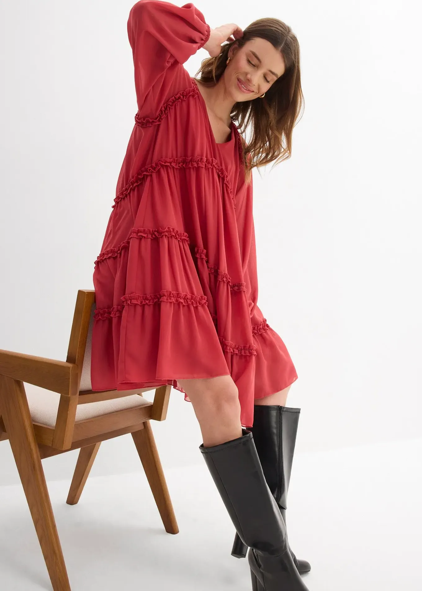 Robe-tunique en mousseline texturée