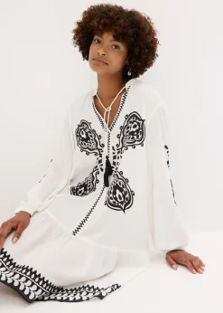 Robe-tunique en viscose texturée