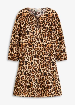 Robe-tunique imprimée en crêpe texturé