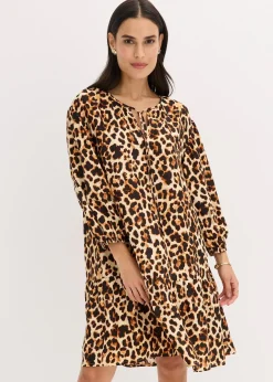 Robe-tunique imprimée en crêpe texturé