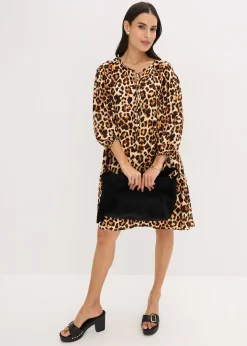 Robe-tunique imprimée en crêpe texturé