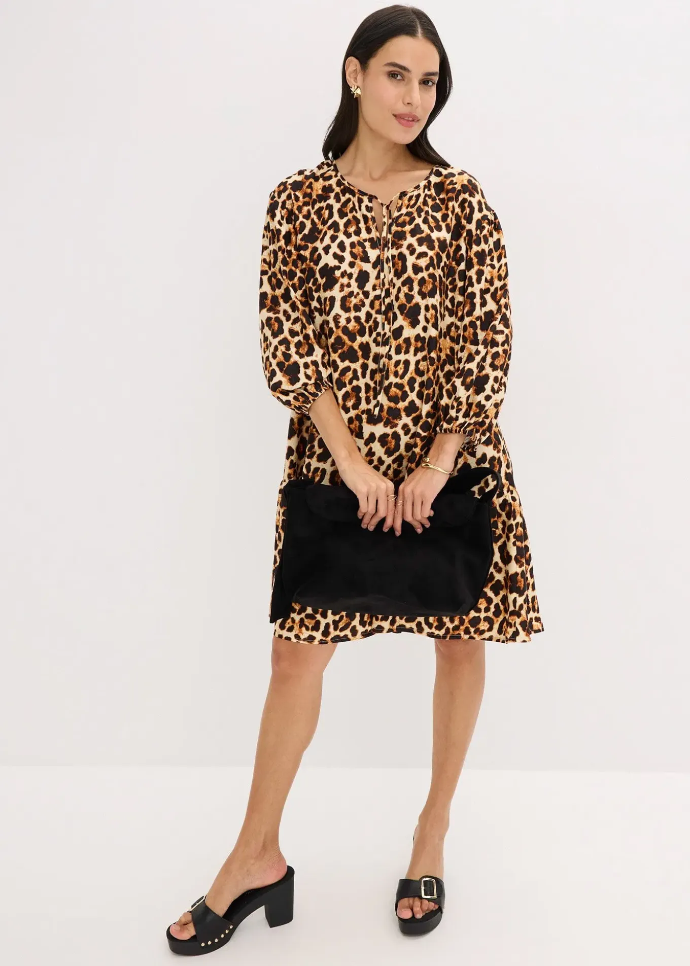 Robe-tunique imprimée en crêpe texturé