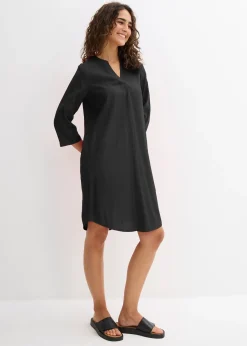 Robe-tunique texturée en viscose majoritaire