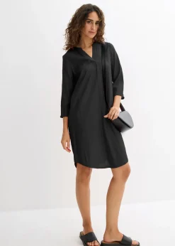 Robe-tunique texturée en viscose majoritaire