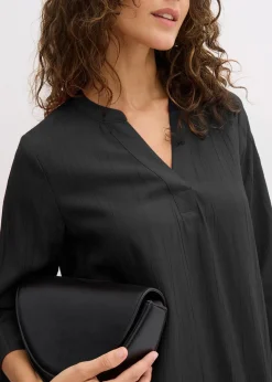 Robe-tunique texturée en viscose majoritaire