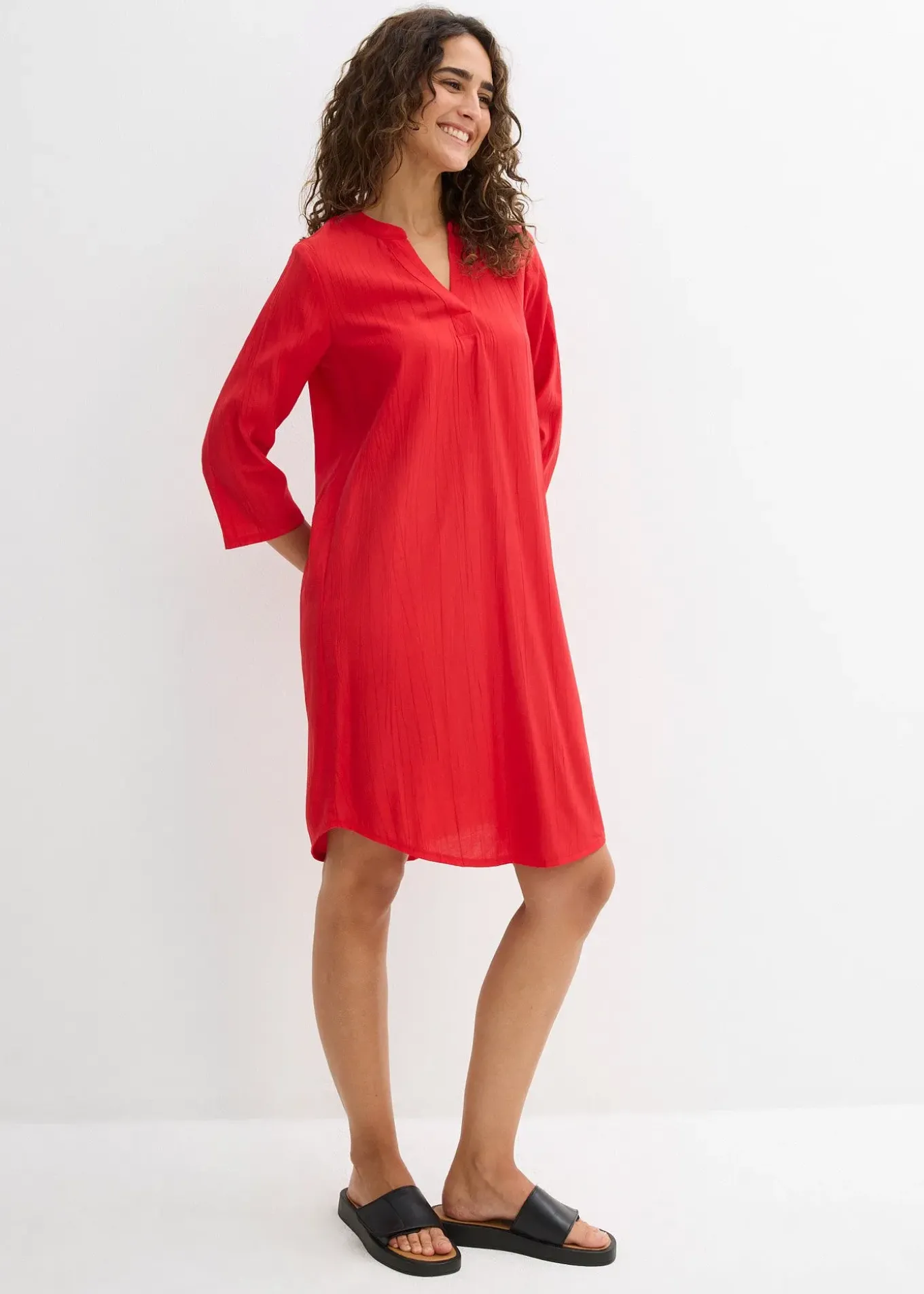 Robe-tunique texturée en viscose majoritaire