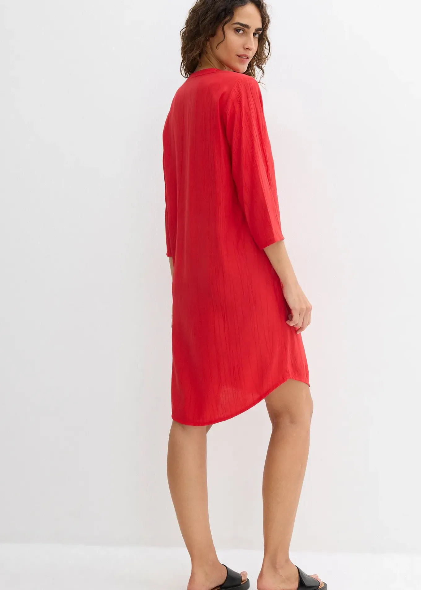 Robe-tunique texturée en viscose majoritaire