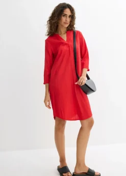 Robe-tunique texturée en viscose majoritaire