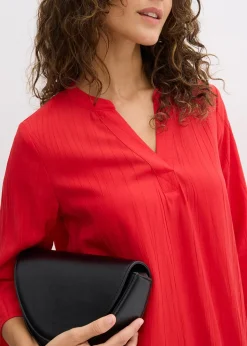 Robe-tunique texturée en viscose majoritaire