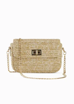 Sac à bandoulière effet paille avec fil brillant