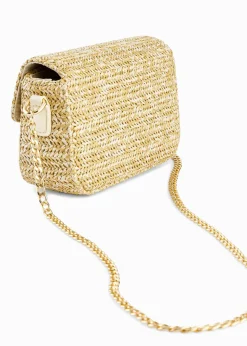 Sac à bandoulière effet paille avec fil brillant