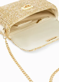 Sac à bandoulière effet paille avec fil brillant