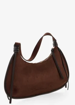 Sac à bandoulière en suédine avec passepoil