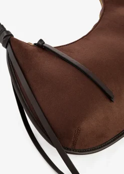 Sac à bandoulière en suédine avec passepoil