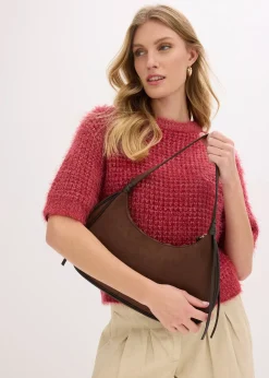 Sac à bandoulière en suédine avec passepoil