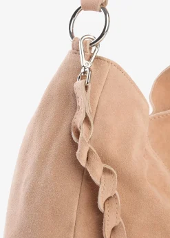 Sac en cuir velours avec sangle décorative